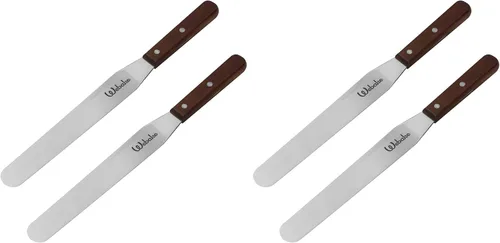 Vista 8 de Webake Juego de 2 espátulas rectas para tartas, esparcidor de glaseado de 14 pulgadas con mango de madera, espátula profesional de acero inoxidable