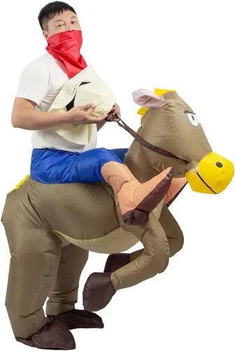 Vista 5 de JYZCOS Disfraz inflable de vaquero para adultos, vestido elegante de jinete de caballo occidental para hombres y mujeres, traje de fiesta