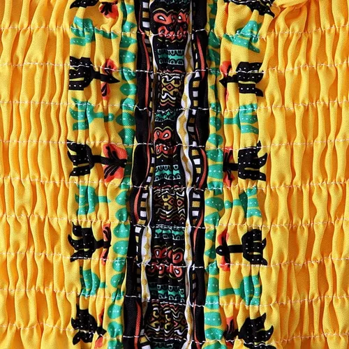 Vista 4 de Noubeau Vestido Dashiki africano para niñas pequeñas, vestido de tirantes con volantes, estilo étnico bohemio, ropa de verano para bebé niña