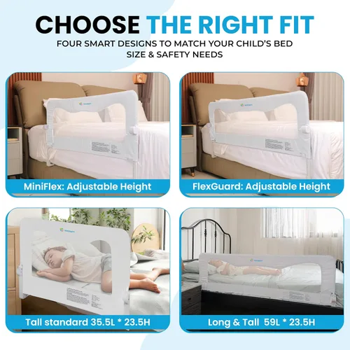 Vista 3 de TotCraft Rieles de seguridad de cama para niños pequeños, protector de riel de cama para Queen, King, tamaño matrimonial, cama de colchón individual