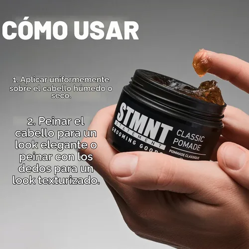 Vista 3 de STMNT Grooming Goods - Pomada clásica, 3.38 onzas, brillo natural, control fuerte, fácil de lavar