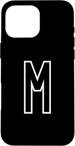 Vista 19 de Funda con monograma inicial favorita para iPhone 13 Pro Max Letra M, color blanco y negro
