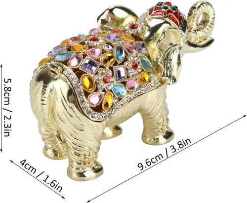Vista 6 de DCQRY Caja de almacenamiento de joyería de elefante, portátil, figura de animal, caja de joyería decorativa, caja de regalo, caja organizadora