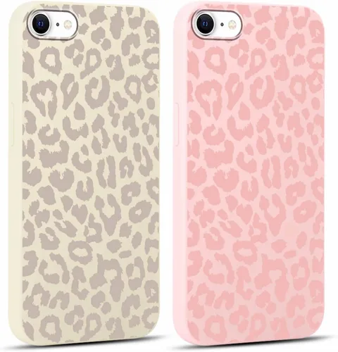 Vista 45 de Paquete de 2 fundas de teléfono con bonito estampado de guepardo para iPhone 7/8/SE 2020 / SE 2022 de 4.7 pulgadas, diseño de leopardo de lujo