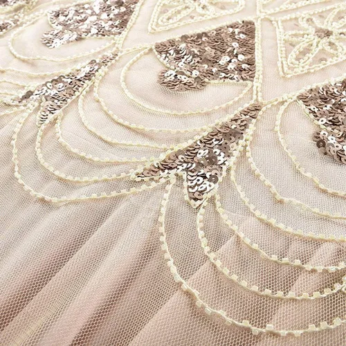 Vista 4 de Vestido de Nochevieja vintage de los años 20 con cuentas de flecos de lentejuelas de encaje para fiesta de cóctel vestido de fiesta de cóctel