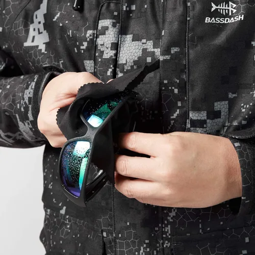 Vista 38 de BASSDASH Walker - Chaquetas transpirables e impermeables para pesca y caza con tela exterior silenciosa para hombres y mujeres en 7 tamaños