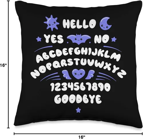 Vista 4 de Ouija Board Cute Spirit Board Almohada de 16 x 16 pulgadas, multicolor