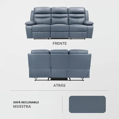 Vista 7 de Lexicon Leather Match - Sofá reclinable manual para pared, color azul