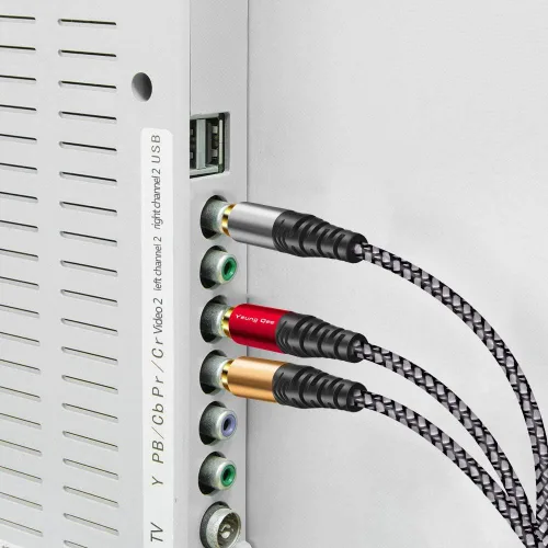 Vista 4 de Cable RCA de audio y video de 6 pies, Yeung Qee 3RCA macho a 3RCA macho compuesto AV cable compatible con decodificador, altavoz, amplificador