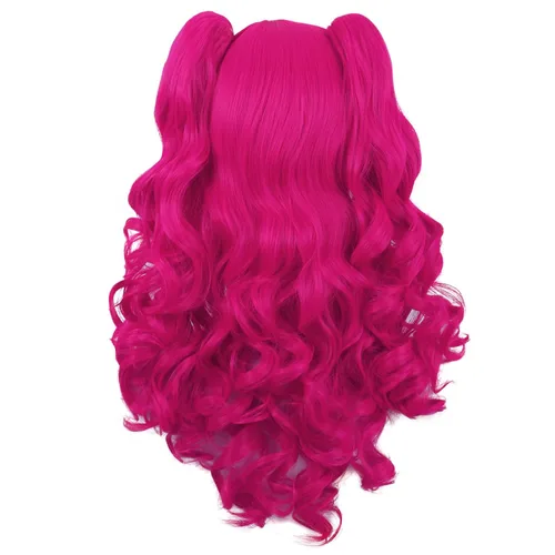 Vista 67 de Peluca MapofBeauty Lolita para disfraz, cabello largo, rizado, con coleta, Blanco