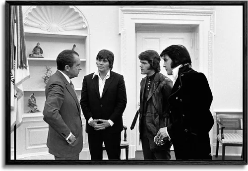 Vista 15 de Lienzo con marco flotante para pared, foto vintage de Elvis Presley Meeting Richard Nixon, 24 x 16 pulgadas Elvis Presley Reunión Richard Nixon