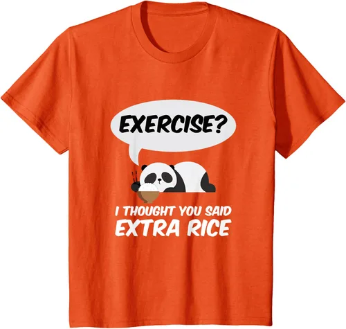 Vista 72 de ¿Ejercicio? I Thought You Said Extra Rice Panda Gift T-Shirt, Negro, S