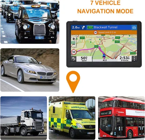 Vista 6 de Navegación GPS para coche y autocaravana, GPS de 7 pulgadas de pantalla táctil del vehículo, mapas gratuitos de por vida de América del Norte USA