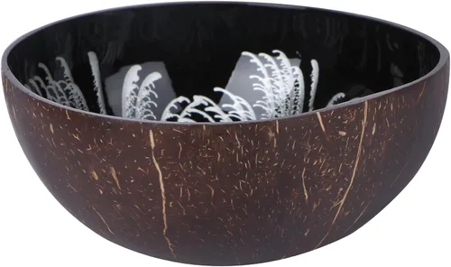 Vista 12 de KESYOO Cuenco de cáscara de coco natural, contenedor decorativo para dulces, frutos secos, cuenco de almacenamiento con patrón único para la entrada
