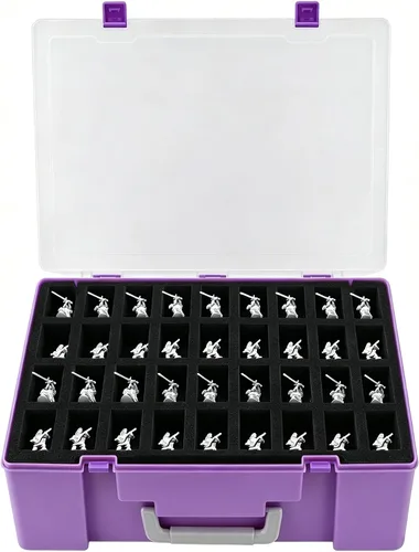 Vista 9 de Funda de Transporte Resistente para Figuras en Miniatura con 108 Ranuras - Estuche de Transporte Compatible con D&D y Más (Transparente)