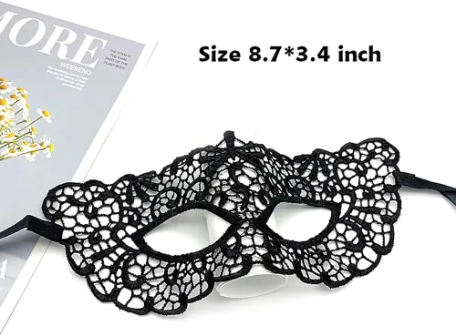 Vista 4 de Máscara de encaje para mujer, 3 piezas, para Halloween, carnaval, bailes de baile y fiesta veneciana
