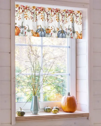 Vista 26 de Cenefa de cortina con lazo rojo de Navidad para ventanas, sala de estar, cocina, baño, granja, bolas de Navidad de acuarela con diseño de bayas