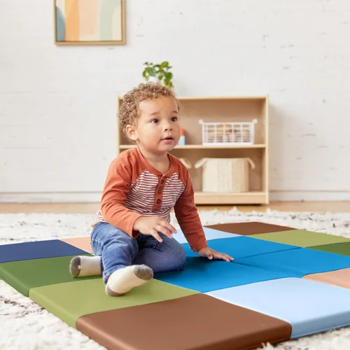 Vista 7 de ECR4Kids Folding Activity Play Mat, Soft Play, 48in Square, Earthtone