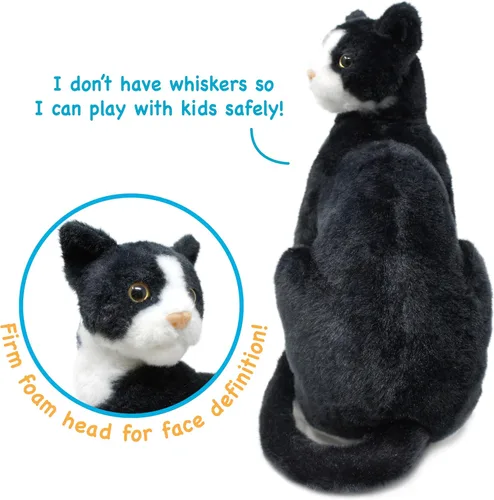 Vista 3 de TigerHart Tate The Tuxedo Cat - Gatito de peluche de 14 pulgadas en blanco y negro