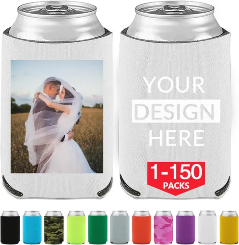 Vista 15 de Enfriadores de cerveza personalizados personalizados con foto imagen logotipo texto personalizado 1-150pcs soporte de latas a granel manga aislante