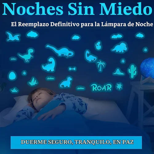 Vista 7 de Decoración de habitación de dinosaurios, calcomanías de pared de dinosaurios que brillan en la oscuridad para dormitorio de niños, calcomanías