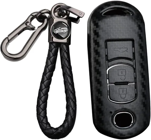 Vista 11 de Funda para llave Mazda CX3 CX5 CX7 Llavero Llavero Shell Holder Fibra Carbono ABS Accesorios 2/3 Botones