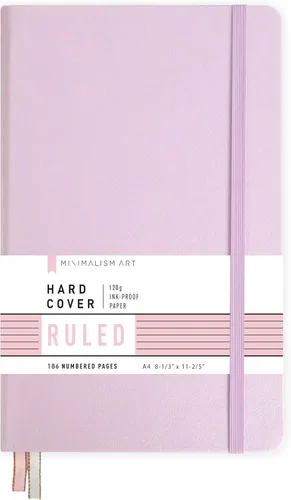 Vista 31 de Minimalism Art, Premium Hard Cover Notebook Journal, X-Large Size, Master A4 8.3" x 11.4", 186 Numbered Pages, Gusseted Pocket, Ribbon Bookmark