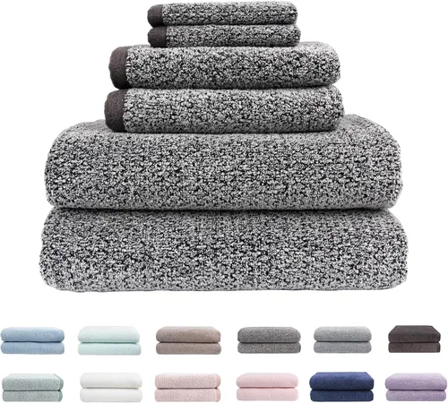 Vista 22 de Everplush Diamond Jacquard - Juego de 6 toallas de baño de lujo, súper suaves, de gran tamaño, altamente absorbentes y de secado rápido para baño