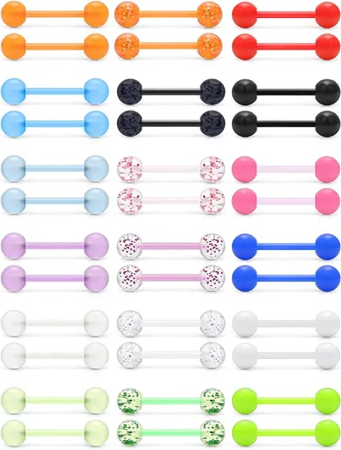 Vista 10 de Ruifan - Piercing para el pezón o la lengua de acrílico flexible que brilla en la oscuridad, de 0.49 oz y 0.630 pulgadas