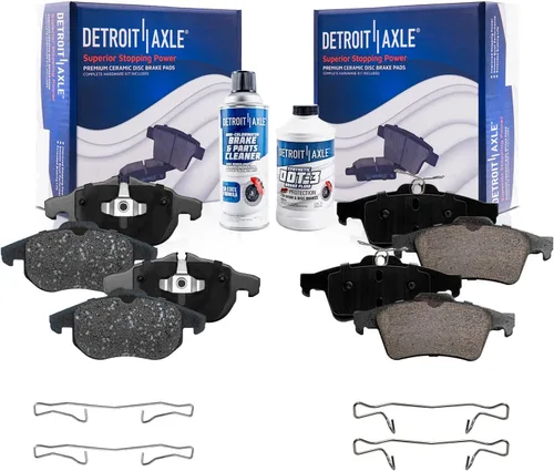 Vista 132 de Detroit Axle - Pastillas de freno para Ford F-150 99-03, 02 Lincoln Blackwood, Pastillas de freno de cerámica delanteras y traseras con repuesto