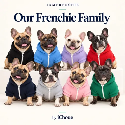 Vista 6 de iChoue Hoodies for French Bulldogs, Black & Grey, Medium, 2-Pack Classic Hoodie 2pc Black Grey
