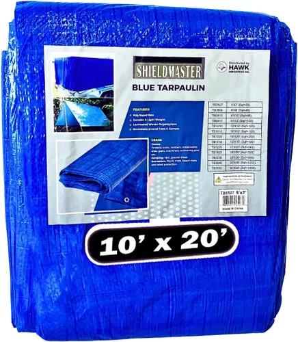 Vista 9 de SHIELDMASTER Cubierta de lona de polietileno azul de 5 x 7 pies 5 mil de grosor Lona 100% impermeable, resistente a los rayos UV, a prueba
