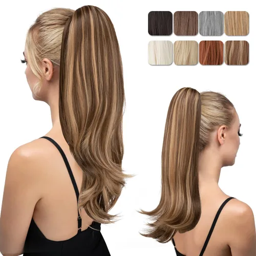 Vista 11 de Extensión de cola de caballo con clip, de 18 pulgadas, extensiones de cabello para mujer, cola de caballo larga y recta, cola de caballo rizada