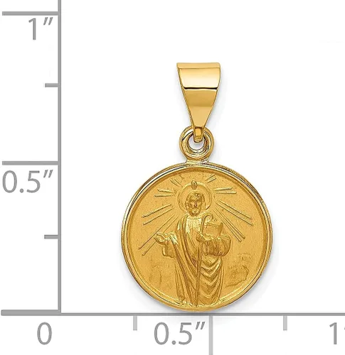 Vista 3 de ICE CARATS Collar con colgante de medalla de San Judas Tadeo San Judas Tadeo de oro amarillo de 18 quilates, joyería fina religiosa para mujer