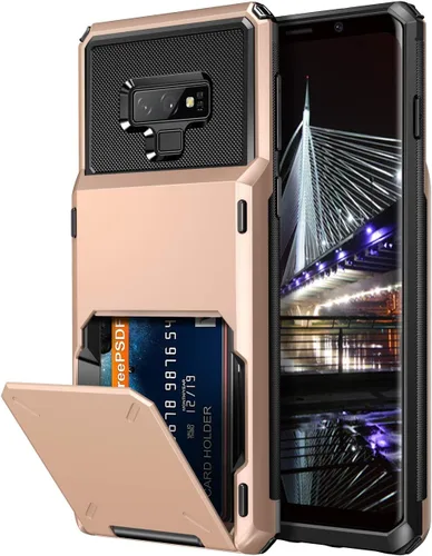Vista 31 de Vofolen Funda tipo cartera para Galaxy Note 8 con soporte para tarjeta de crédito, bolsillo de 4 ranuras, puerta abatible, antiarañazos, de doble