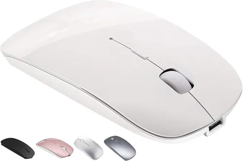Vista 10 de Mouse Bluetooth inalámbrico recargable para MacBook Air, Mac Pro, portátil, iPad, PC, láser óptico, mini, delgado, silencioso, ampliamente Gris