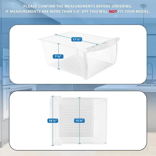 Vista 2 de Contenedor para verduras MEJORADO Lifetime Appliance 240351061 de por vida compatible con refrigerador Frigidaire