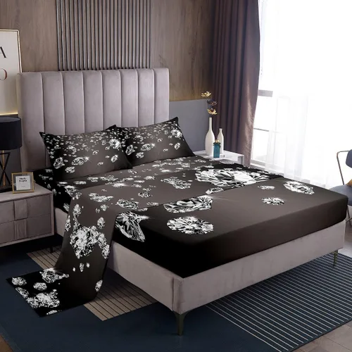 Vista 22 de Erosebridal Juego de ropa de cama para niños, sábanas kawaii con diseño de gato, tamaño individual, juego de cama de 3 piezas con 1 sábana bajera, 1