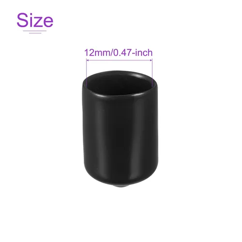 Vista 4 de DMiotech Paquete de 80 protectores de rosca de tornillo negros ID de 1/2 pulgadas (0.472 in), tapas de goma para pernos de tornillo, tuberías