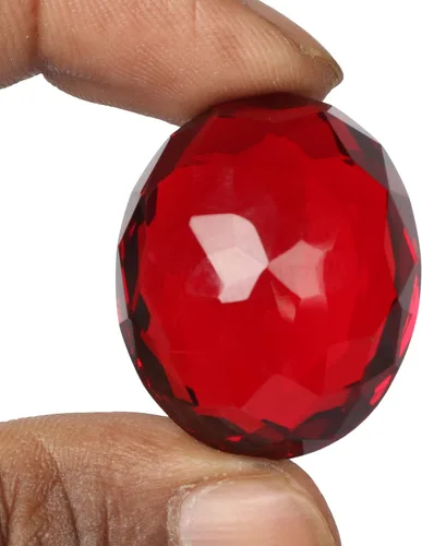 Vista 4 de GEMHUB Topacio rojo 116,00 quilates forma ovalada suelta piedra preciosa para el arte de la joyería, Gema, Topacio artificial