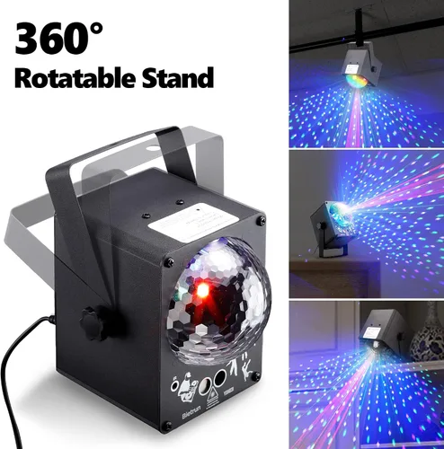 Vista 9 de Luz de escenario de discoteca para fiesta, luces estroboscópicas activadas por sonido, luces LED RGB intermitentes con control remoto para fiestas