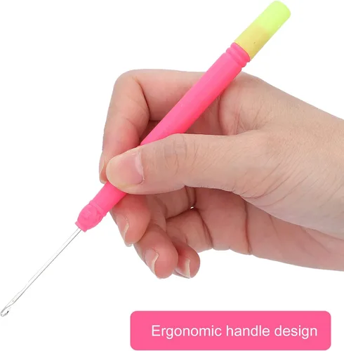 Vista 3 de 5 ganchos de plástico para extensiones de cabello, juego de ganchillo, herramienta de gancho para trenzar el cabello (rojo rosa #2)