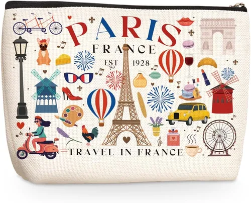 Vista 8 de Divertidos regalos de viaje en avión para mujeres, bolsa de maquillaje, artículos esenciales de viaje, bolsa de cosméticos, bolsa de aseo