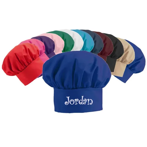 Vista 3 de Sombrero de chef bordado personalizado 65/35 poliéster/algodón fabricado en los Estados Unidos, Negro