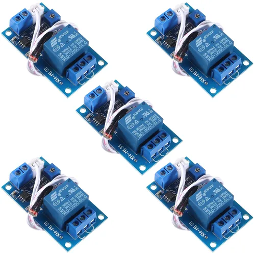 Vista 8 de 5 módulos de relé fotorresistente XH-M131, interruptor de control de luz CC 5V 10A, módulo de relé fotorresistente, sensor de detección de brillo