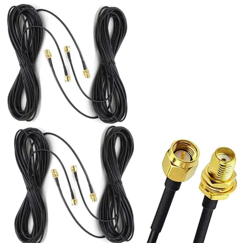 Vista 10 de Cable de extensión de antena WiFi de 3 pies RG174 RF SMA macho a SMA hembra Cable coaxial de baja pérdida chapado en oro coleta con adaptador