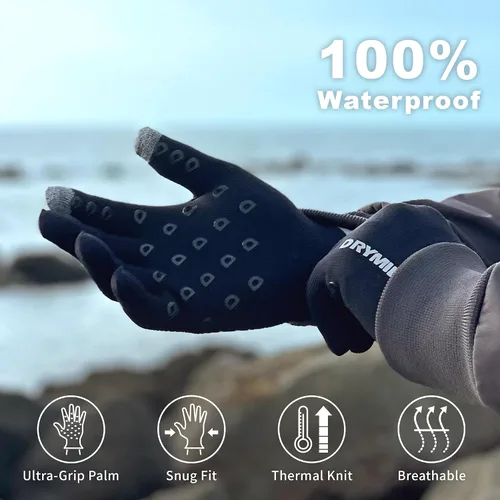 Vista 2 de DRYMILE Guantes impermeables Guantes de mano cálidos de mezcla de lana de nieve de invierno para hombres y mujeres trabajo, senderismo, esquí