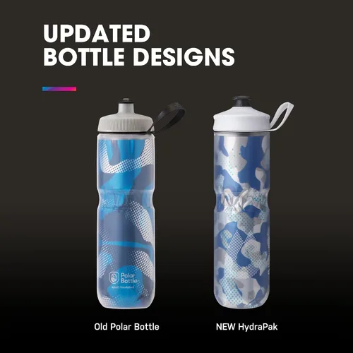 Vista 3 de HydraPak Botella Polar - Botella de agua deportiva Polar aislada - Libre de BPA, botella flexible deportiva y para bicicleta con asa