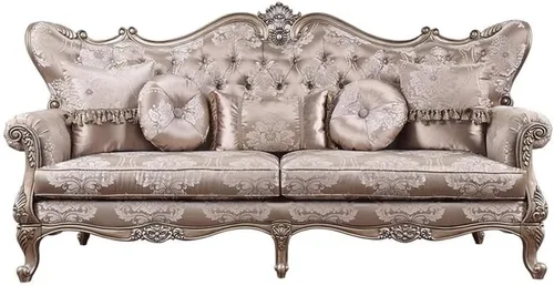 Vista 3 de Acme Jayceon Sofá capitoné de tela con 5 almohadas en beige champán