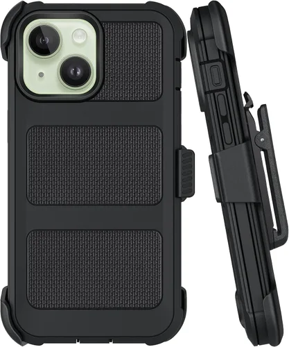 Vista 20 de Funda con clip para cinturón compatible con iPhone 12 Defender con soporte giratorio de 360°, protección resistente anticaídas y golpes, color negro